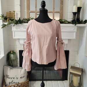 Free People So Obviously Yours Bell Sleeve In Blush Pink Bohemian Top Size Small